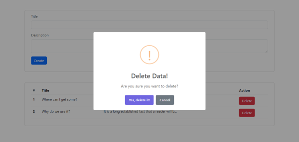 confirm alert laravel